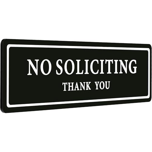 OFIFO® No Soliciting Sign for Home and Office Doors, 8.2 x 2.4 Inch – Strong Adhesive for All Surfaces, Modern Bold Design, Easy to Install on Walls, Glass, Entryways – Prevent Unwanted Visitors