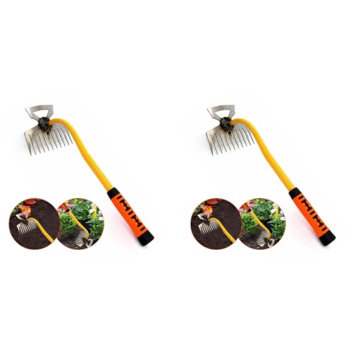 HASTHIP® 2pcs Gardening Hand Weeder Tools Portable Weed Puller Tool 33CM Plant Cutter for Home Garden Steel 11 Claws Weeder Hand Gardening Tools Garden Weed Removal Tool for Outdoor Lawn