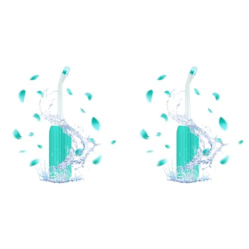 HANNEA® 500ml Portable Retractable Travel Bidet with Bag 2 Nozzles for Toilet Handheld Postpartum Perineal Cleansing Childbirth Cleaner Outdoor Camping Personal Hygiene Green 2PCS