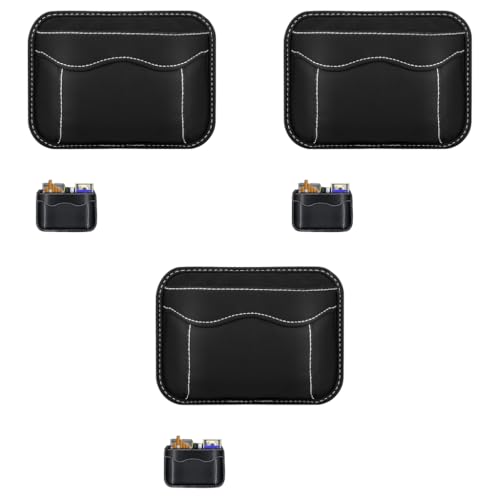 STHIRA® 3 Pcs Car Storage Organizer for Car Seat Side Gap Premium Pu Leather Mini Key Bag Pouch Self-Adhesive Universal Automotive Console Side Car Storage Bag for Phone, Keys, Coins & Essentials