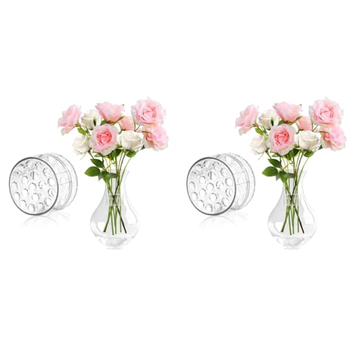 HASTHIP® 2024 Flower Arrangement Spiral Stem Holder for Vases Ikebana Arranger Floral Grid with 19 Holes DIY Bouquet Twister Clear L 2PCS