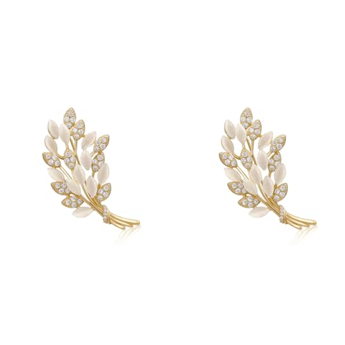 SANNIDHI® Brooch for Women Pearl Gardenia Saree Pin Enamel Alloy Elegant Flower Suit for Blouse Dress Blazer Scarf with Gift Box Gold Wheat 2 PCS