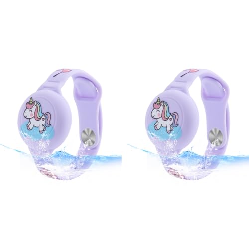 ZORBES® Kids AirTag Bracelet Cartoon Unicorn Silicone for AirTag 2PCS