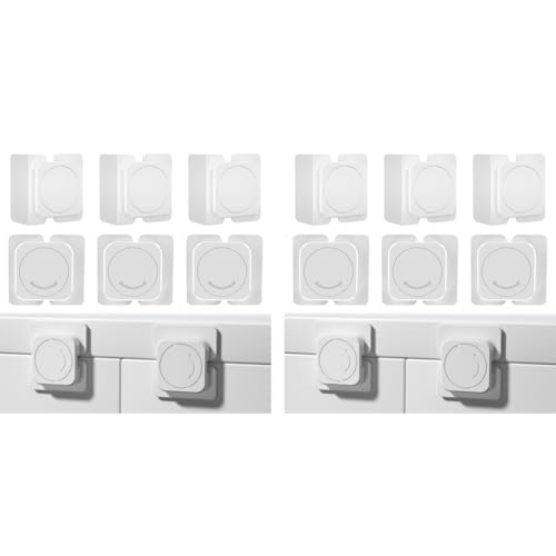 SNOWIE SOFT® 12PCS Child Safety Locks Cabinet Lock Drawer for Kids Baby Proofing Anti-Open No Drill Adhesive Products Home Cabinets Sliding Door Refrigerator