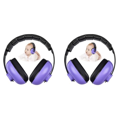 SNOWIE SOFT® Ear Muffs for Kids Baby Ear Protection Noise Canceling Headphones Sleep Flight Travel Hearing Toddler 0-3 Purple 2 PCS