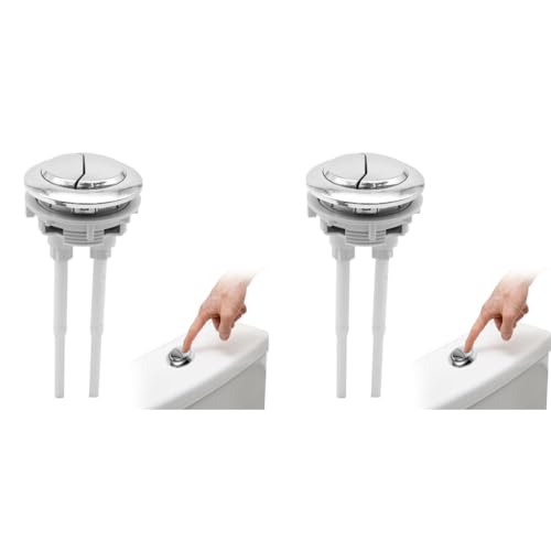 HASTHIP® Dual Flush Toilet Button Silver Universal Replacement Tank for 48mm-58mm Hole Water-Saving Half Full Easy Install Durable Rust-Resistant Accessories 2 PCS