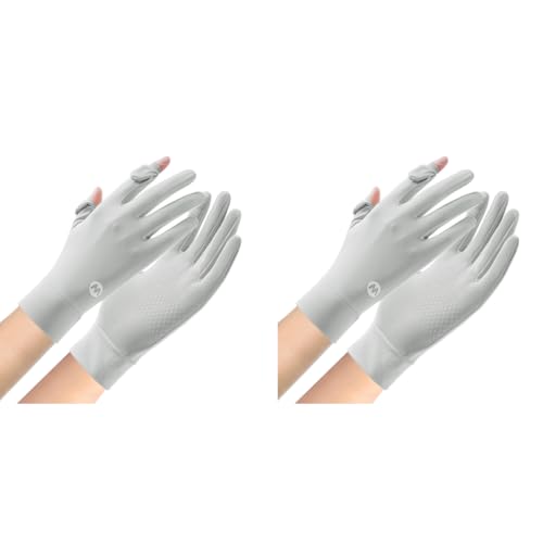 SANNIDHI® Hand Gloves for Sun Protection Gloves for Women Bike, UPF 50+ UV Protection Ice Cool Gloves, Breathable Mesh Summer Gloves for Driving, Golfing (Grey) 2 PCS