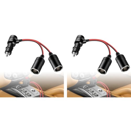 STHIRA® Dual Outlet Car Cigarette Lighter Socket Splitter 12V 24V Plug Adapter Universal with Safety Features Compact Design for Smartphones GPS Fans Cars Trucks 2PCS