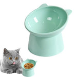 Qpets® Cat Feeding Bowl Elevated Feeding Bowl for Cat Round Cat Food Bowl Scientific 15-Degree Tilted Cat Food Bowl, Prevent Tipping Over Durable Plastic Cat Feeding Bowl (5.31inch Diameter)