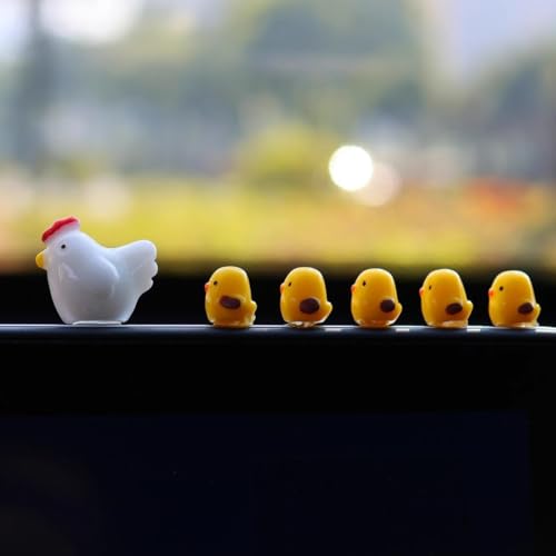STHIRA® 6Pcs Cute Mini Little chicken Car Interior Decoration Auto Rearview Mirror Dashboard Ornaments For Woman Man