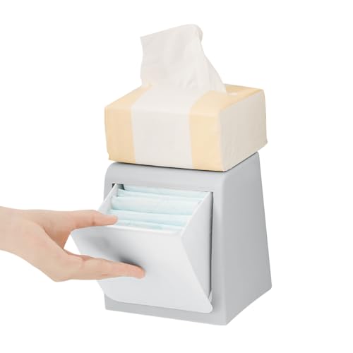 HASTHIP® Sanitary Pads Dispenser for 25-30 Pads Wall-Mounted Box Napkin Holder Dustproof Waterproof Wall Holder Sanitary Bathroom Organizer 11.5cmx11.5cmx19.5cm