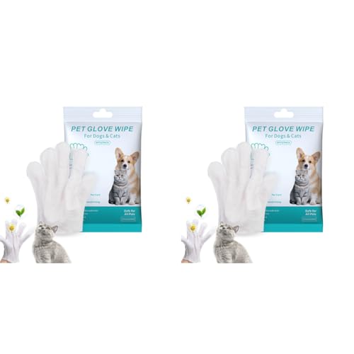 Qpets® Pet Wipes Gloves 12PCS Disposable Dry Cleaning Tool Cats Dogs Grooming Skin Friendly for Wipe Claws Ear Feet Butt