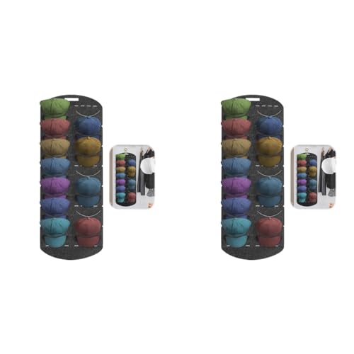 HASTHIP® Hat Organizer for Baseball Caps 14 Pocket Over The Door Storage Closet Holder Hanger Wall for Bedroom 2 PCS