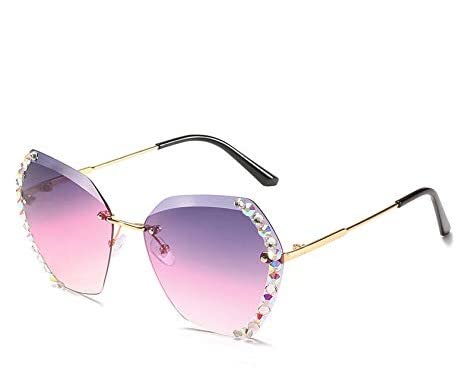 PALAY® Sunglasses for Women Stylish with Storage Case Cleaning Wipe Unique Cool Frameless Dragonfly Wing Shaped Sunglasses (Yellow and Pink)