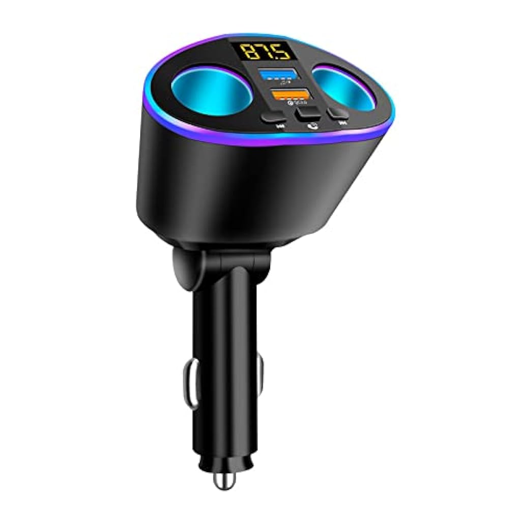 STHIRA® Car Bluetooth Device with Call Receiver, Hands Free Call FM Transmitter, Dual USB & Car Cigarette Lighter Stocket Fast Car Charger Adapter with Bluetooth for Car Music System
