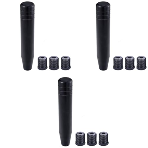 ZIBUYU® Car Gear Shift Knob Universal Shifter 7 Inch Aluminum Alloy Shifting Lever Stick Handle Fit Most Manual Automatic Vehicles with 8 10 12mm Adapters Black 3PCS