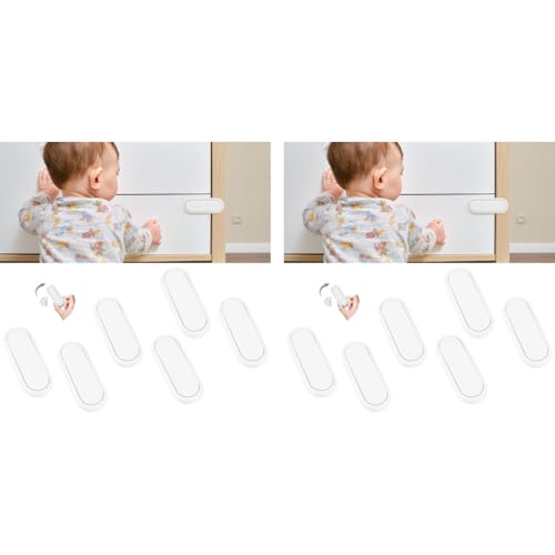 SNOWIE SOFT® 12PCS Drawer Lock for Baby Safety Cabinet Locks Latch Designed Rotatable Fridge Child Proof Self Adhesive Proofing for Wardrobe Cupboard Door