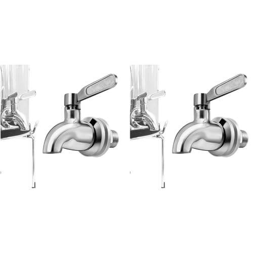 HASTHIP® Beverage Dispenser Spigot 304 Stainless Steel Beer Juice Faucet Tap with Wrench Tool Food Grade Removable Reuseable for Dispensers Wine Barrels Jars Drink Containers 2 PCS