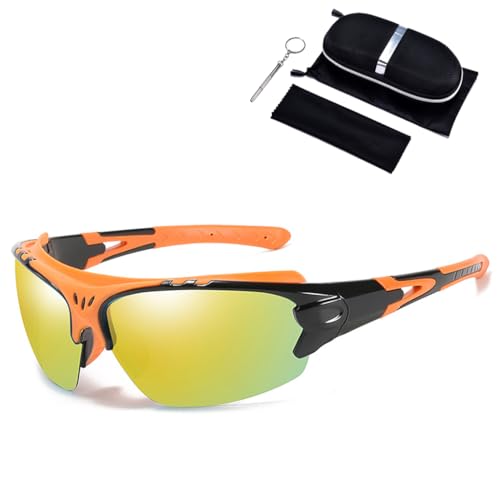Proberos® Riding Sunglasses for Men Fashion HD Polarized Tinted Riding Sunglasses, Outdoor Sport Sunglasses with Case, Eyeglass Strap, Wipe Cloth, Storage Bag, Sunglasses For Men