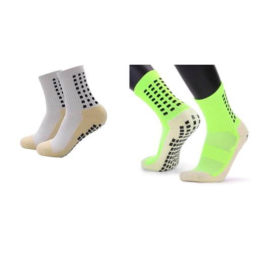 Proberos® Hi-Tech Performance Athletic Socks Combo for Men & Women, Anti-Slip Cushioned Ankle & Football Socks, Rubber Grip, Calf & Ankle Length for Badminton, Soccer, Gym, Running, Training