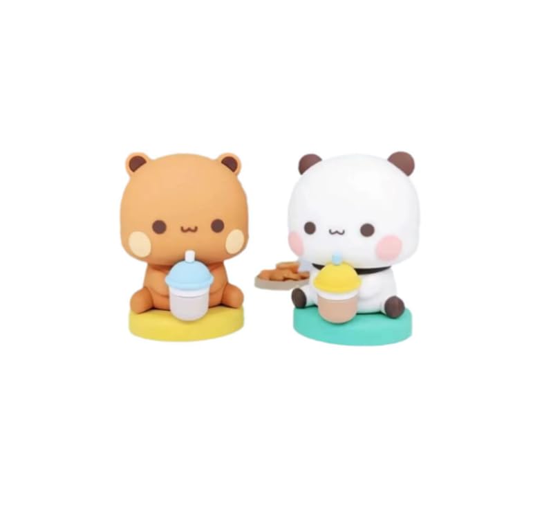 ZIBUYU Cute Cartoon Animal Ornaments for Home and Car Decoration | 2PCS PVC Figurines