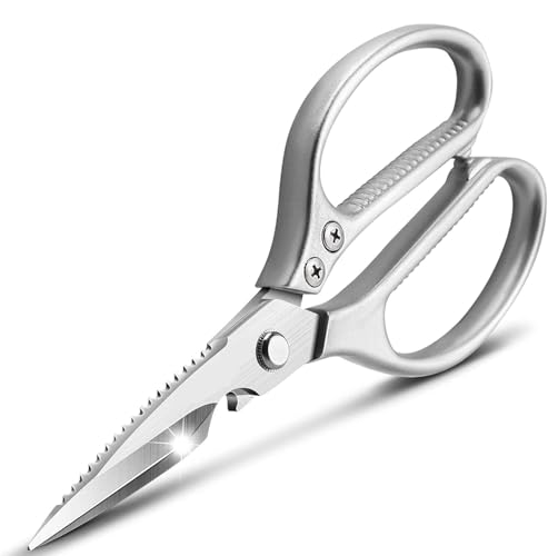 ZIBUYU® Kitchen Shear, Stainless Steel Kitchen Scissors, Multifunctional Serrated Fish Scaler Culinary Shears Bottle Opener, Kitchen Utility Shears for Meat, Herbs, Vegetables, Small Bones