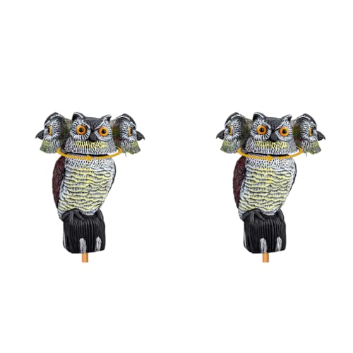 HASTHIP® Outdoor Bird Repellent Devices Pigeon Deterrent Scare for Balcony 360 Degree Rotating Head Owl Decoys Garden Yard 2PCS