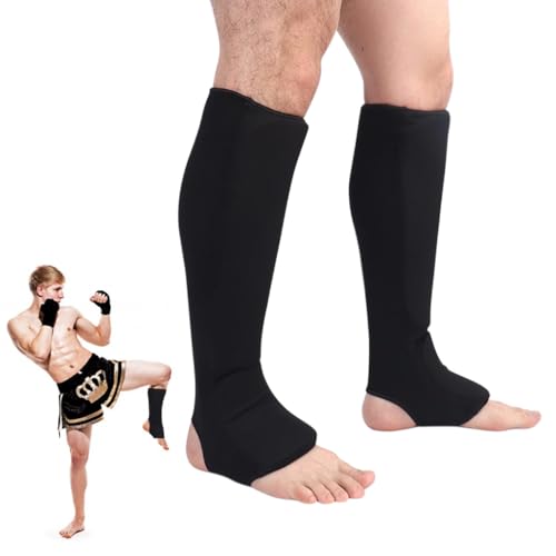 Proberos Elastic Shin Instep Guards with Insert Pads, Instep MMA Muay Thai Kick Boxing Taekwondo Protector Training, Shin Guards Adults Shin Instep And Instep Guards, Size M