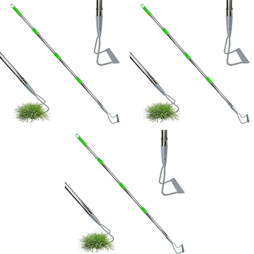 HASTHIP® Gardening Grass Puller Tool Garden Hoe 1.6M Manual Weed Remover with Long Handle Agriculture Weed Puller for Lawn Removing Loosening Soil 2 PCS