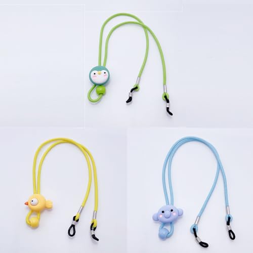 PATPAT® 3Pcs Glasses Lanyard Eyeglasses Neck Straps for Kids Cartoon Charm Eyeglasses Neck Straps Elastic Rope 12-20 inches Adjustable Eyewear Retainers Sports Eyeglass Strap