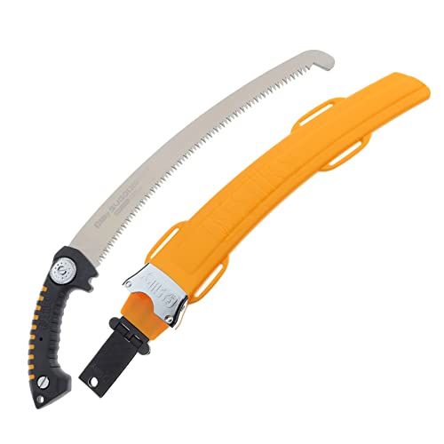 HASTHIP Hand Saw with Protective Sheath 360mm Heavy Duty SK5 Handsaw Curved Serrated Design Multi Purpose Hand Saw for DIY Wooden Craft, Gardening, Pruning