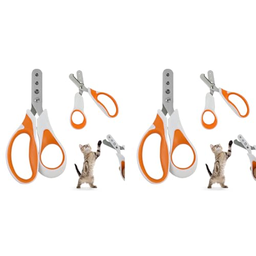 Qpets® Cat Nail Clipper with 3 Cutting Guard Holes 1.5mm 2mm 3mm Safety for Cats Stainless Steel Pet Grooming 2PCS