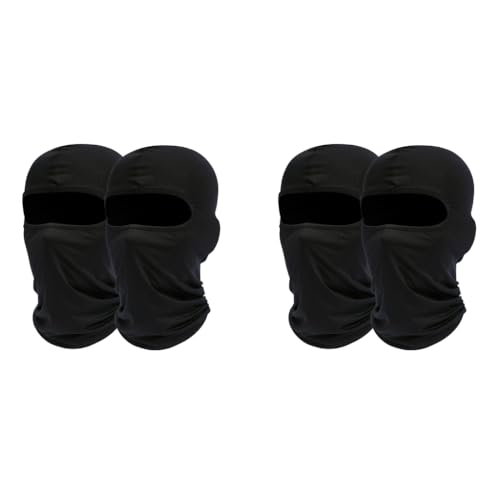 Proberos® 4PCS Balaclava Face Mask for Bikers Men Women UV Protector Full Cover Breathable Cool Spandex Ice Silk Neck Protects from Wind Sun Dust Outdoor Activities Black