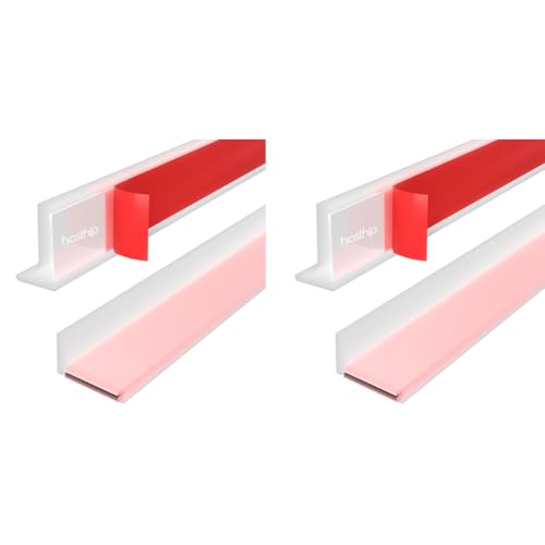 HASTHIP® 59 Inches Shower Threshold Water Dam Flexible Guard Blocker Self-Adhesive Silicone Splash for Kitchen Countertop Sink Cooktop Bathroom Tub 2PCS