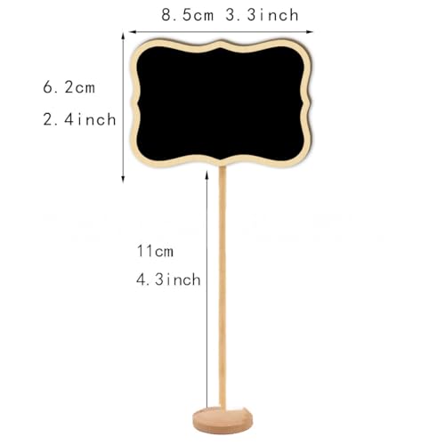 Climberty® 10Pcs Mini Chalkboard Sign Stands Writable Message Chalkboard Labeling Signs for Buffet or Food, Decorative Nameplates with Wooden Base for Catering, Wedding, Party, Festivals, 3.3x2.4 inch