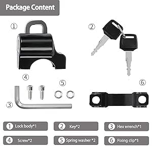 ZIBUYU Helmet Lock for Motorcycles with Rust Resistant Aluminum Alloy Build | Fits 22–24mm Handlebars 2PCS