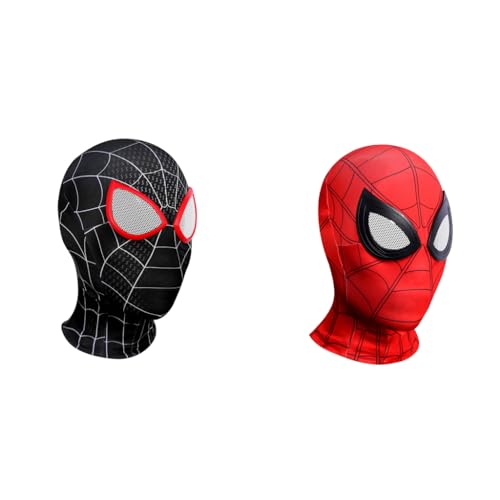 FANCYKU® 3D Spider Mask Combo (Black & Red), Superhero Costume Masks with Lenses for Adults Kids, Role Play, Halloween, Christmas, Masquerade, Cosplay, Party, Fancy Dress