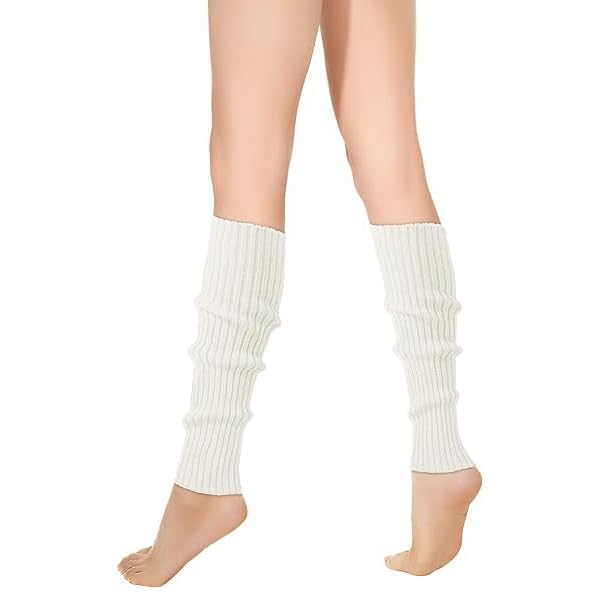 PALAY Leg Warmers for Women featuring Ribbed Knit Design 42–44cm Length | White All Season Style