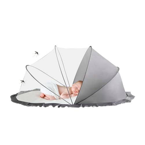 SNOWIE SOFT® Mosquito Net for Baby, Foldable Baby Crib Mosquito Net, Breathable and Transparent Netting Canopy, Fits Most Cribs and Beds for Newborns to 24 Months, 125x65x60cm (Grey)