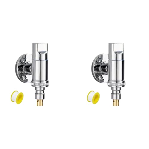 HASTHIP® Laundry Faucet Washing Machine Small Full-Metal Universal 1/2 for Laundry Dishwasher Angle Valve Chrome Finish 2PCS