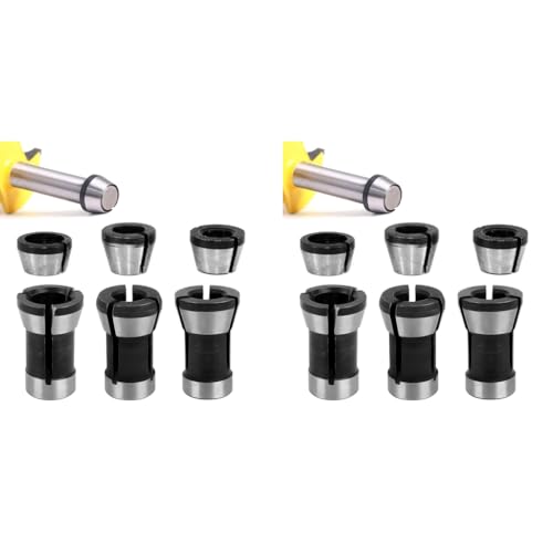 Serplex® Router Bit Collet Chucks Set 3 Sizes 6mm 1/4 8mm Precision Woodworking Tool for Carpenters Heat-Treated Steel Superior Clamping Easy Install Fits Milling Cutters 2PCS