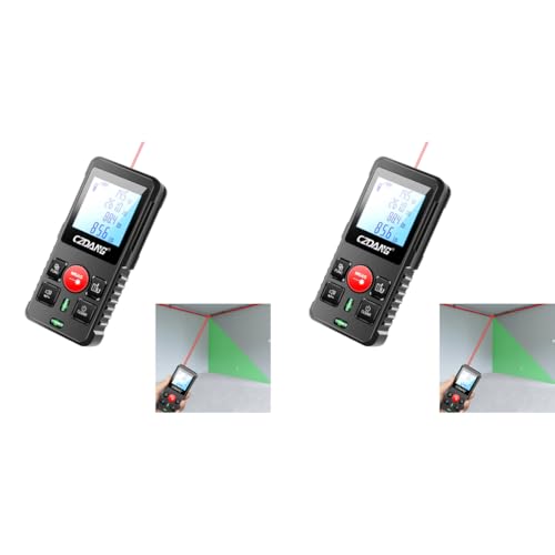 Serplex® 120m Laser Distance Measurer Dual Bubble Level LCD Backlit Display ±3mm Accuracy Memory Function Area Volume Pythagorean Mode IP54 Dustproof Construction Battery Not Included 2PCS