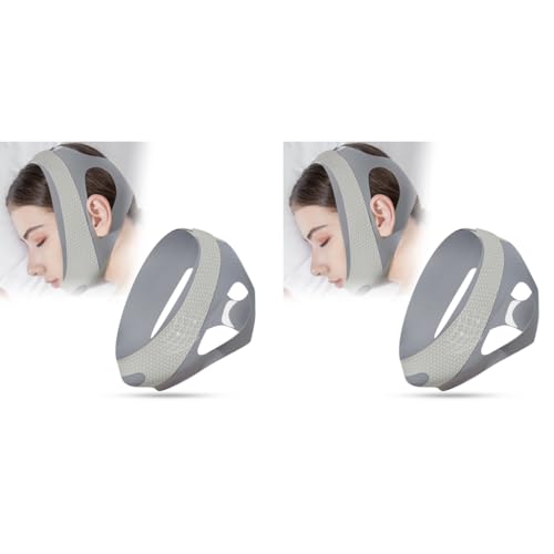 HANNEA® Chin Strap for Sleeping, Chin Strap for CPAP Users, Anti Snoring Devices, Adjustable Effective Stop Snoring Sleep Snore Reducing Aid for Women and Men, Grey 2 PCS