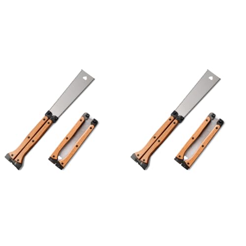 HASTHIP® 30cm Hand Saw 5.5 Inch Dual Side High Hardness Gardening for Wood Craft DIY Butterfly Folding SK-5 Steel Tool Carpenter 2 PCS
