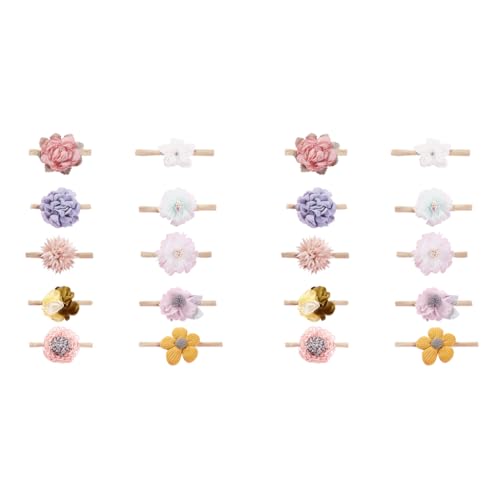 PALAY® 20PCS Baby Hair Band Flower Headband for Girl Soft Elastic Bands Babies Handmade Cute Floral Toddler Shower Gift New Born Boy