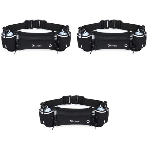 Proberos® Running Belt with Dual Water Bottles Adjustable Hydration Waist Pack for Cycling Fanny Fits 7 inches Phones Bag Hiking Climbing 3PCS