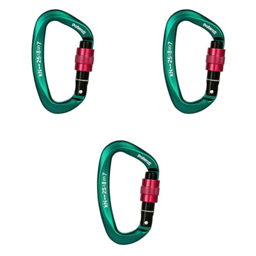 Proberos® Climbing Carabiner Snap Hook D-Shape Screwgate Locking 25KN Heavy Duty Aviation Aluminum for Various Activities 10 x 5.8 cm 3PCS