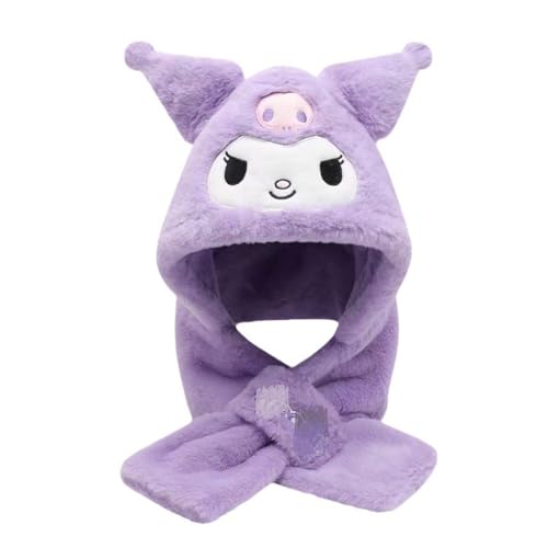 PATPAT® Cute Purple Kuromi - Inspired Plush Hat and Scarf Set