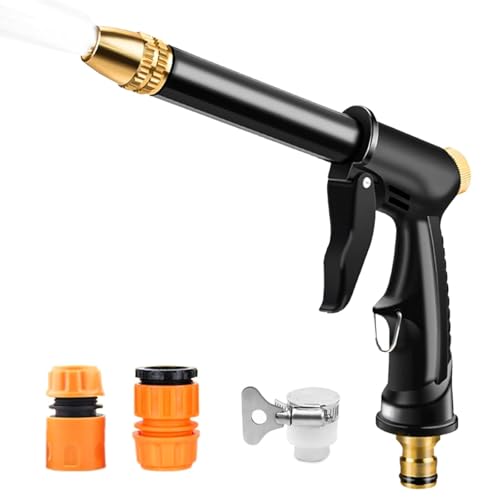 HASTHIP High Pressure Water Spray Gun 7.2 inches Heavy Duty Metal Pressurized Sprayer Water Gun with 4 Spray Patterns Multi Purpose Water Spray Gun for Car Washing, Gardening, Watering, Irrigation