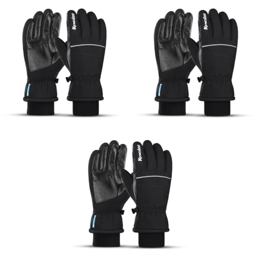 GUSTAVE® Professional Winter Gloves for Skiing Warm Riding Touch Screen Finger Anti-slip Design Bike Windproof Waterproof for Men L 3 PCS